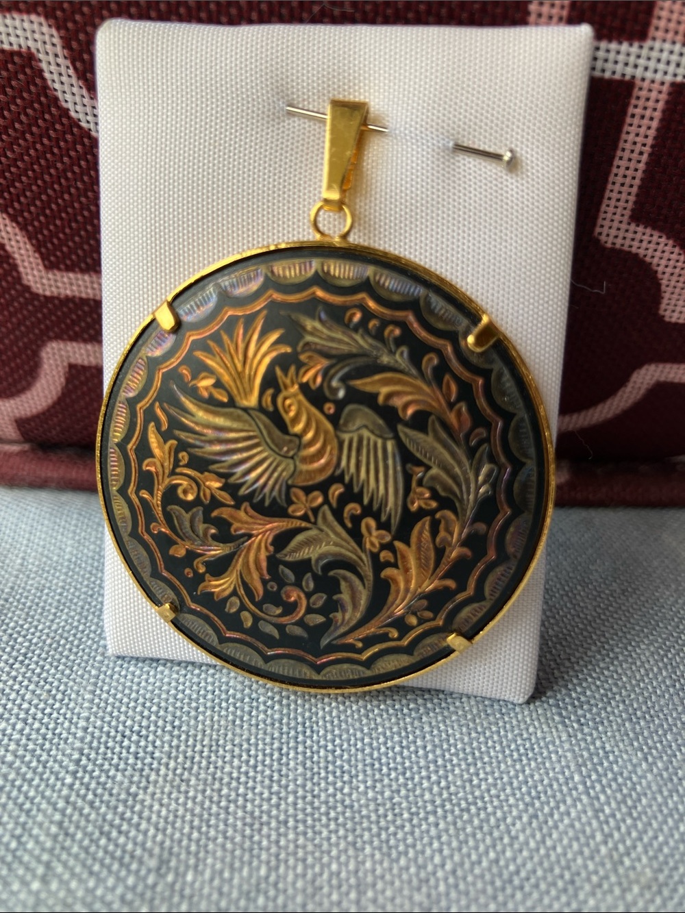 Decorative Black and Gold Bird Pendant